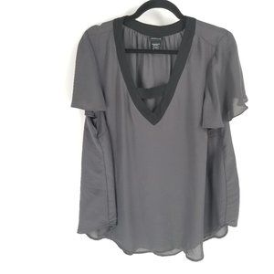 Torrid Charcoal Gray Black Chiffon V-Neck Blouse size 0/12
